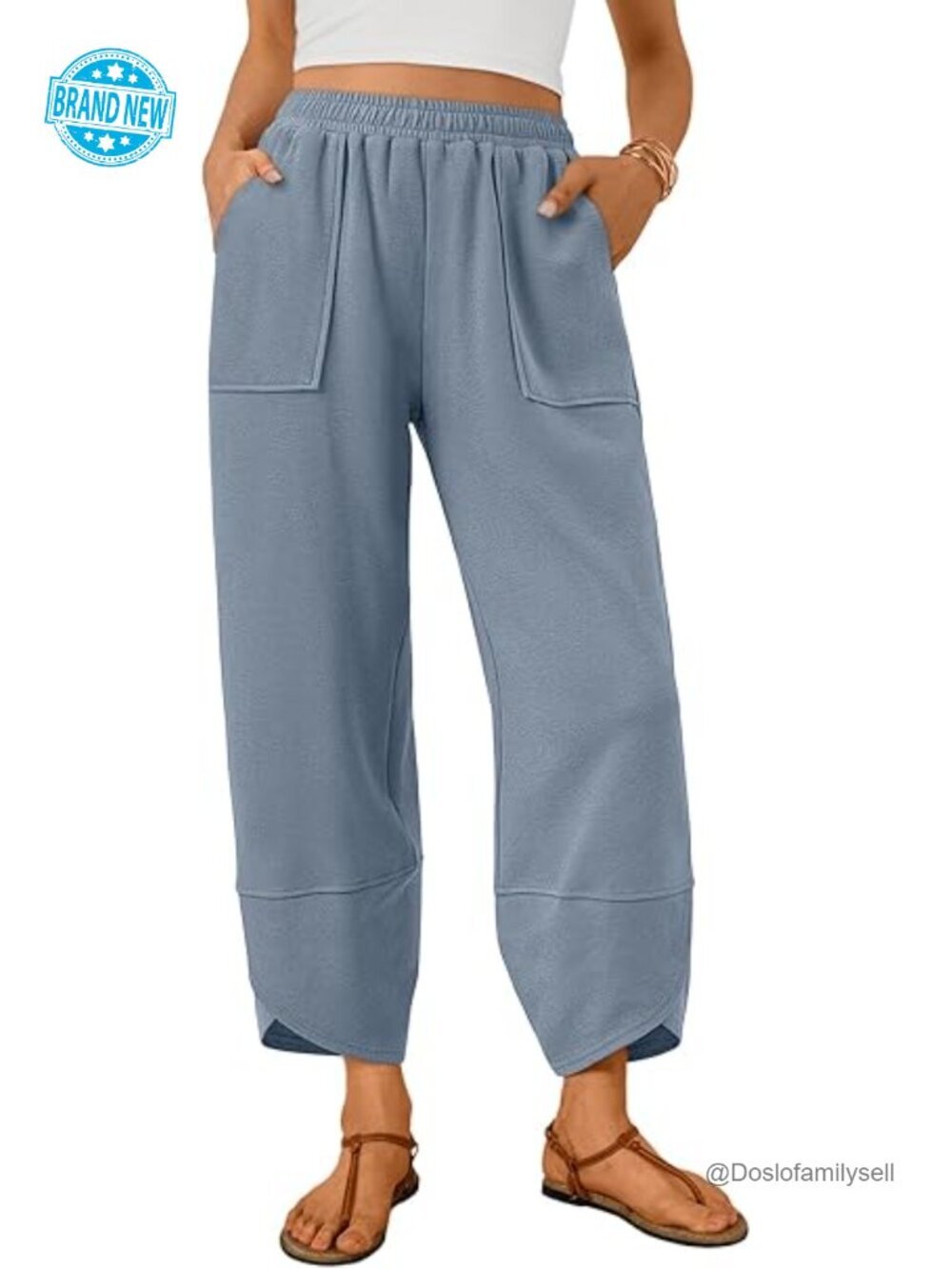 Wide Leg Pants, Soft Cotton Blend with Pockets for Casual Summer